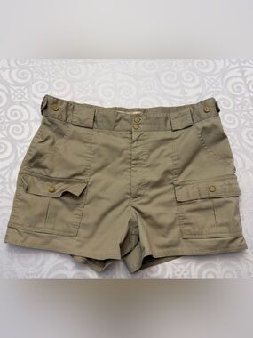Tilley Khaki Cargo Shorts Casual Utility Style Outdoorsy Landscape 36” Waist